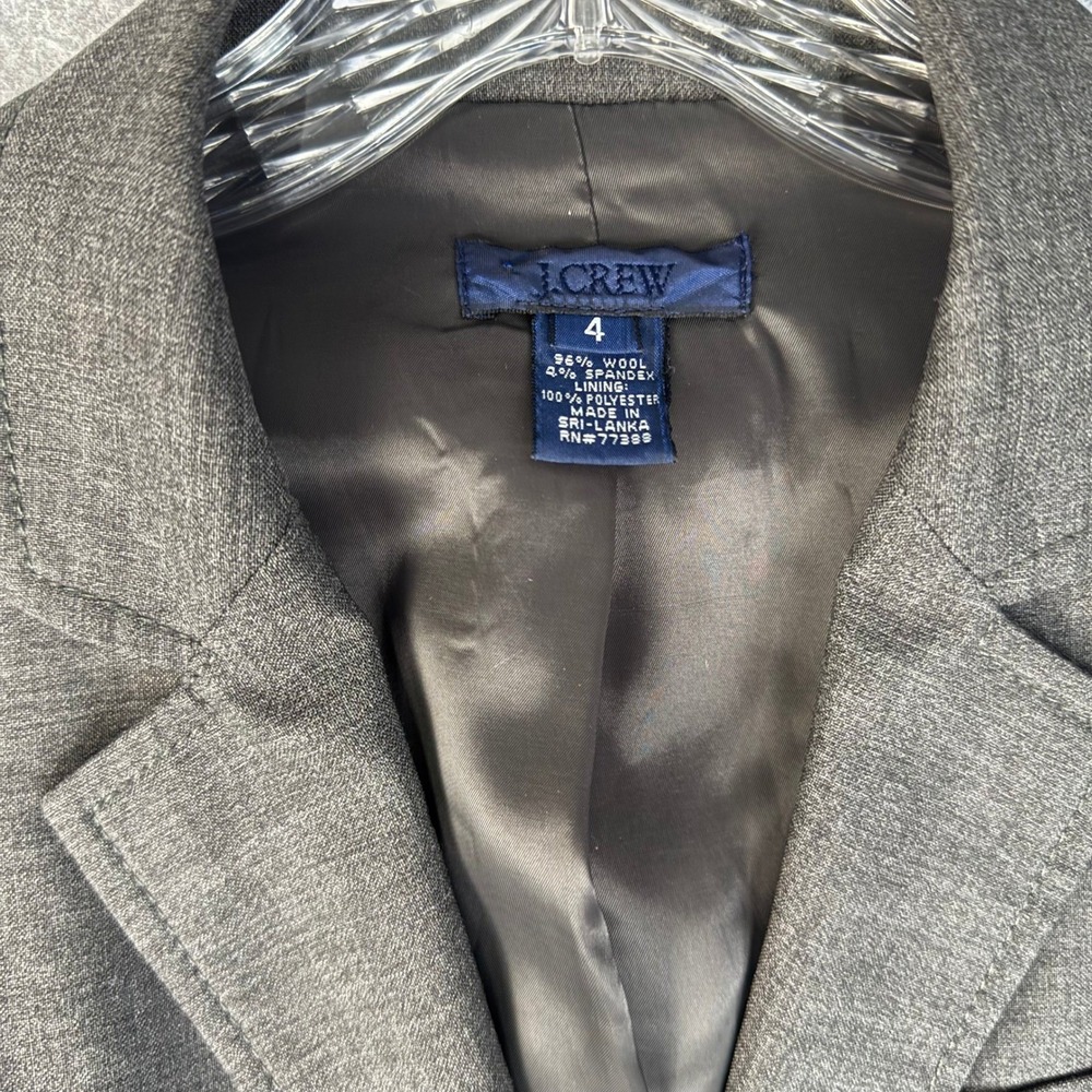 J.Crew Women's Wool Blazer Size 4 Charcoal Gray 2 Button Corpcore Workwear